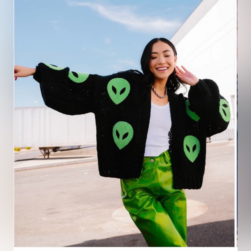 Dressed in LALA Visionary Hand Knit Alien Cardigan L/XL